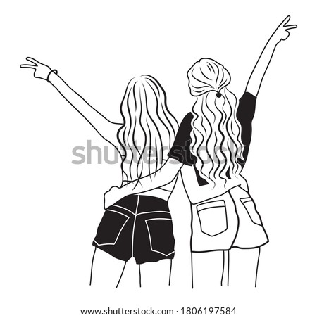 Pencil Sketch for Best Friends, Sisters, Girlfriend, Personalized Gift –  Canvas Foundry