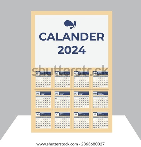 New calander design 2024 vector graphic  