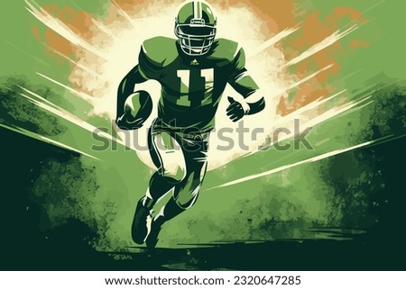 an isolated rugby player is running to the goal in vector format.
