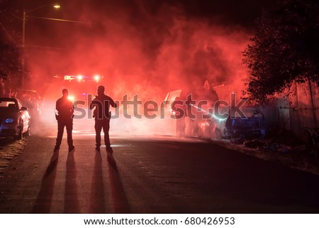 Similar – Image, Stock Photo crime scene | fire investigation