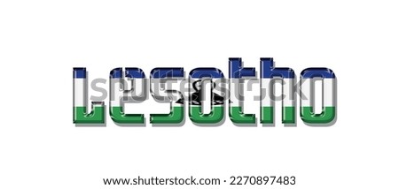 LESOTHO flag text font, symbol background, flag ribbon typography lettering logo label banner, 3D colorful background, vector illustration