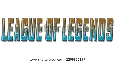 LEAGUE OF LEGENDS (LOL) text font, GAMES MOBILE symbol background, ribbon typography lettering logo label banner, 3D colorful background, vector illustration