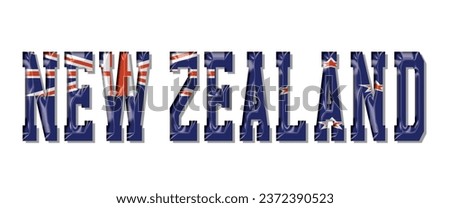 NEW ZEALAND flag text font, 3D NEW ZEALAND Font With Flag, 3D NEW ZEALAND vector illustration