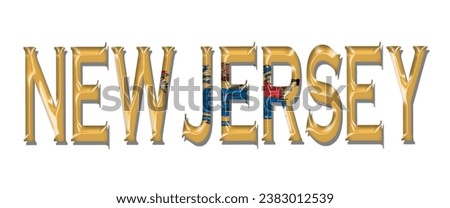 NEW JERSEY USA flag text font, 3D NEW JERSEY flag colorful background, NEW JERSEY flag vector illustration