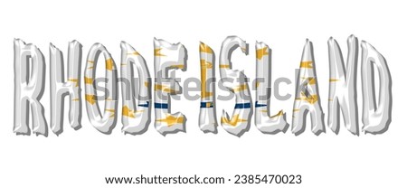 RHODE ISLAND USA flag text font, 3D RHODE ISLAND flag colorful background, RHODE ISLAND flag vector illustration