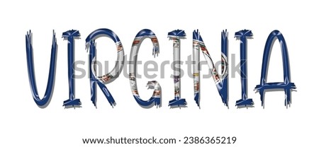 VIRGINIA USA flag text font, 3D VIRGINIA flag colorful background, VIRGINIA flag vector illustration