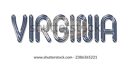 VIRGINIA USA flag text font, 3D VIRGINIA flag colorful background, VIRGINIA flag vector illustration