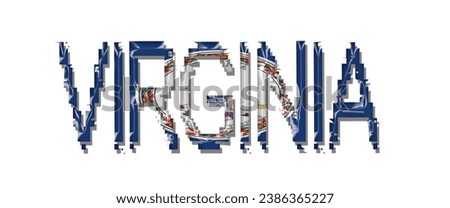 VIRGINIA USA flag text font, 3D VIRGINIA flag colorful background, VIRGINIA flag vector illustration