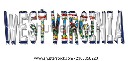 WEST VIRGINIA USA flag text font, 3D WEST VIRGINIA flag colorful background, WEST VIRGINIA flag vector illustration
