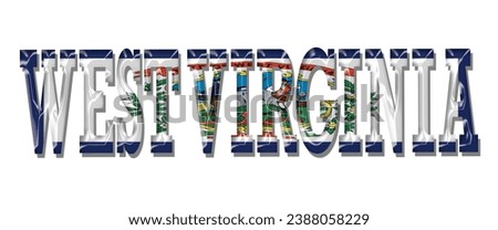 WEST VIRGINIA USA flag text font, 3D WEST VIRGINIA flag colorful background, WEST VIRGINIA flag vector illustration