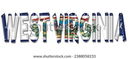 WEST VIRGINIA USA flag text font, 3D WEST VIRGINIA flag colorful background, WEST VIRGINIA flag vector illustration