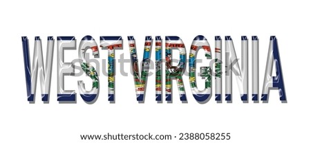 WEST VIRGINIA USA flag text font, 3D WEST VIRGINIA flag colorful background, WEST VIRGINIA flag vector illustration