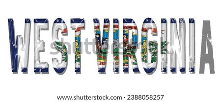 WEST VIRGINIA USA flag text font, 3D WEST VIRGINIA flag colorful background, WEST VIRGINIA flag vector illustration