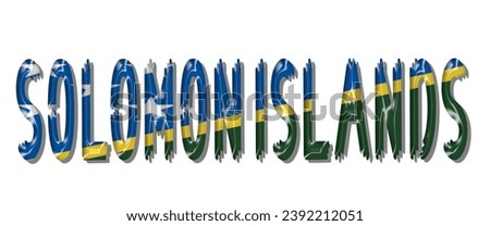 SOLOMON ISLANDS flag text font, 3D SOLOMON ISLANDS flag colorful background, SOLOMON ISLANDS flag vector illustration
