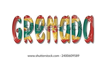 Grenada flag text font, 3D Grenada flag colorful background, Grenada flag vector illustration