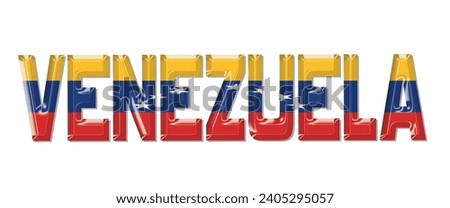 VENEZUELA flag text font, 3D VENEZUELA flag colorful background, VENEZUELA flag vector illustration