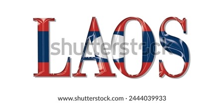 Laos flag text font, 3D Laos flag colorful background, Laos flag vector illustration