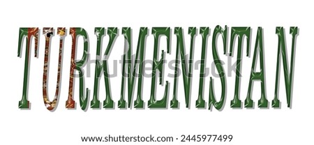 Turkmenistan flag text font, 3D Turkmenistan flag colorful background, Turkmenistan flag vector illustration