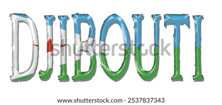 Djibouti flag text font, 3D Djibouti flag colorful background, Djibouti flag vector illustration