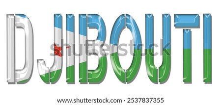 Djibouti flag text font, 3D Djibouti flag colorful background, Djibouti flag vector illustration