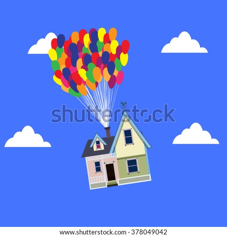 House flies on the balloons. vector. illustration