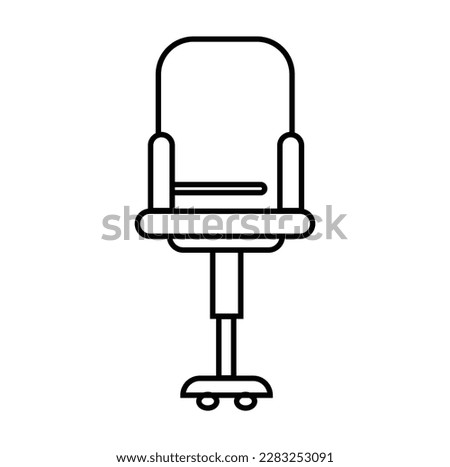 Table and chairs. Outline icon with editable stroke. Linear symbol of the furniture and interior with . one line drawing of armchair and table with vase with plant. Scandinavian .