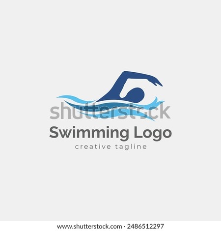 Swimming logo, summer, fitness, health, swimmer, race logo template