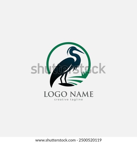 Heron bird logo, heron, heron flying, crane icon, wing, bird fully editable vector logo template