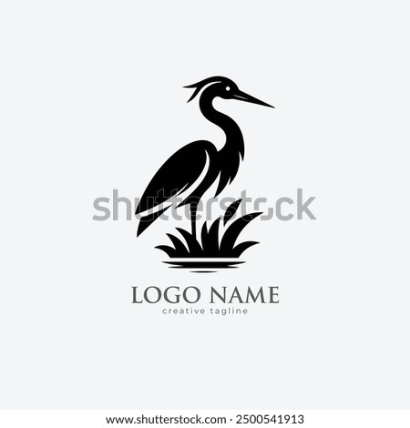 Heron bird logo, heron, heron flying, crane icon, wing, bird fully editable vector logo template