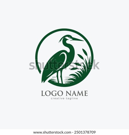 Heron bird logo, heron, heron flying, crane icon, wing, bird fully editable vector logo template