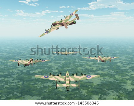 Heavy Bomber Halifax Computer generated 3D illustration