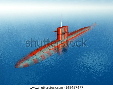 American Nuclear Submarine of the cold war Computer generated 3D illustration