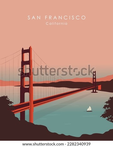 San Francisco, California, USA, Golden Gate Bridge view, poster design, banner design