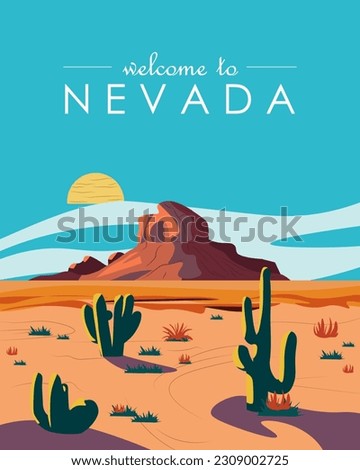 Vector illustration Nevada, USA. Design for travel poster, banner, postcard. Design for a guide