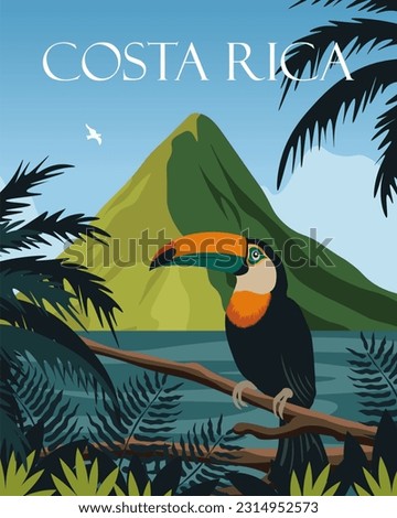 Vector illustration. Costa Rica, America. Design for travel poster, postcard, website, banner.