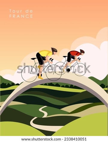 Vector illustration. Tour de France, poster. Cyclist day, healthy lifestyle, competitions, cyclists. Design for poster, banner, postcard.