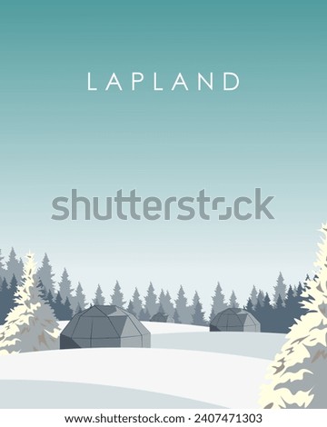 Vector illustration. Lapland. Design for poster, postcard, vertical banner.