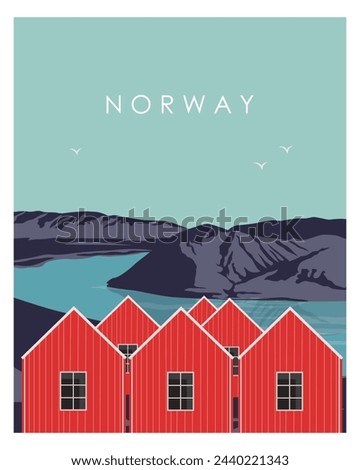 Vector illustration. Norway, poster, banner, postcard design. Modern design.