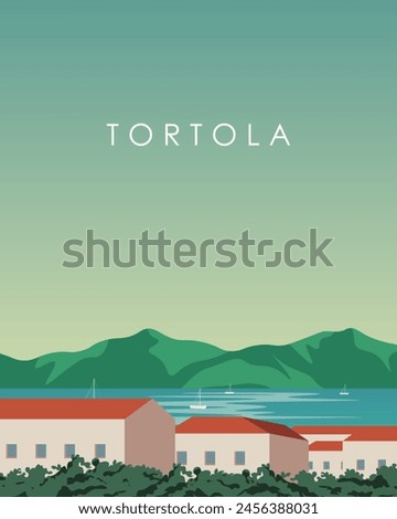 Vector illustration. Tortola Design for poster, card, banner, cover. Tourism. trips. Modern design, flat style.