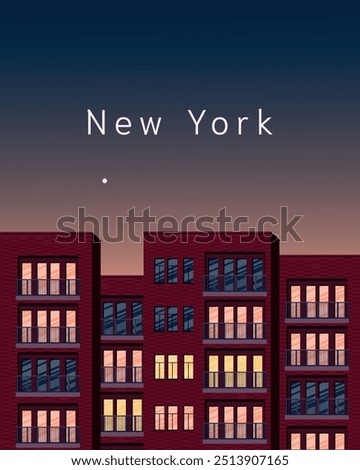 Vector illustration. New York travel poster, banner, postcard, cover. Modern design. Tourism and travel.