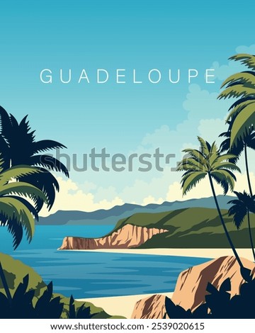 Vector illustration. Guadeloupe, travel poster, banner, postcard, cover. Modern design. Tourism. Travel.