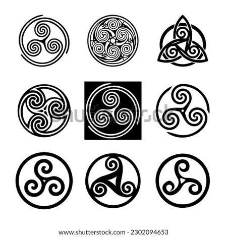 Celtic triskeles, symbol of appeasement, tribal style tattoo. EPS 10 Vector Drawing 