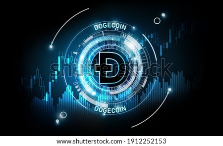Dogecoin digital currency, futuristic digital money on financial chart, Doge, Dogecoin technology abstract background concept, vector illustration