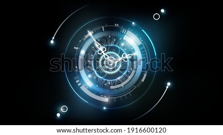 Abstract Futuristic Technology Background with Clock concept and Time Machine, Can rotate clock hands, vector illustration