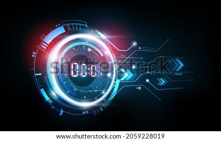Abstract Futuristic Technology Background perspective view with Digital number timer concept and countdown, Can adjust Digital number, vector illustration