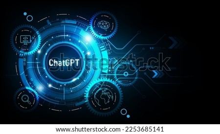 ChatGPT conversation method illustrations. Artificial intelligence chatbot and line icon on technology background, ChatGPT AI Chatbot concept, vector illustration