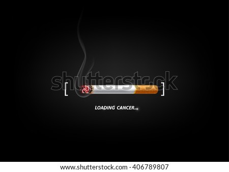 Stop smoking concept advertisement, cigarette burning as cancer loading bar, vector