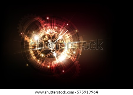 Abstract Futuristic Technology Background with Clock concept and Time Machine, vector