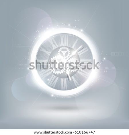 Abstract Futuristic Technology Background with Clock concept and Time Machine, vector