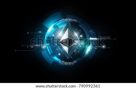 Ethereum digital currency, futuristic digital money, blue technology worldwide network concept, vector illustration